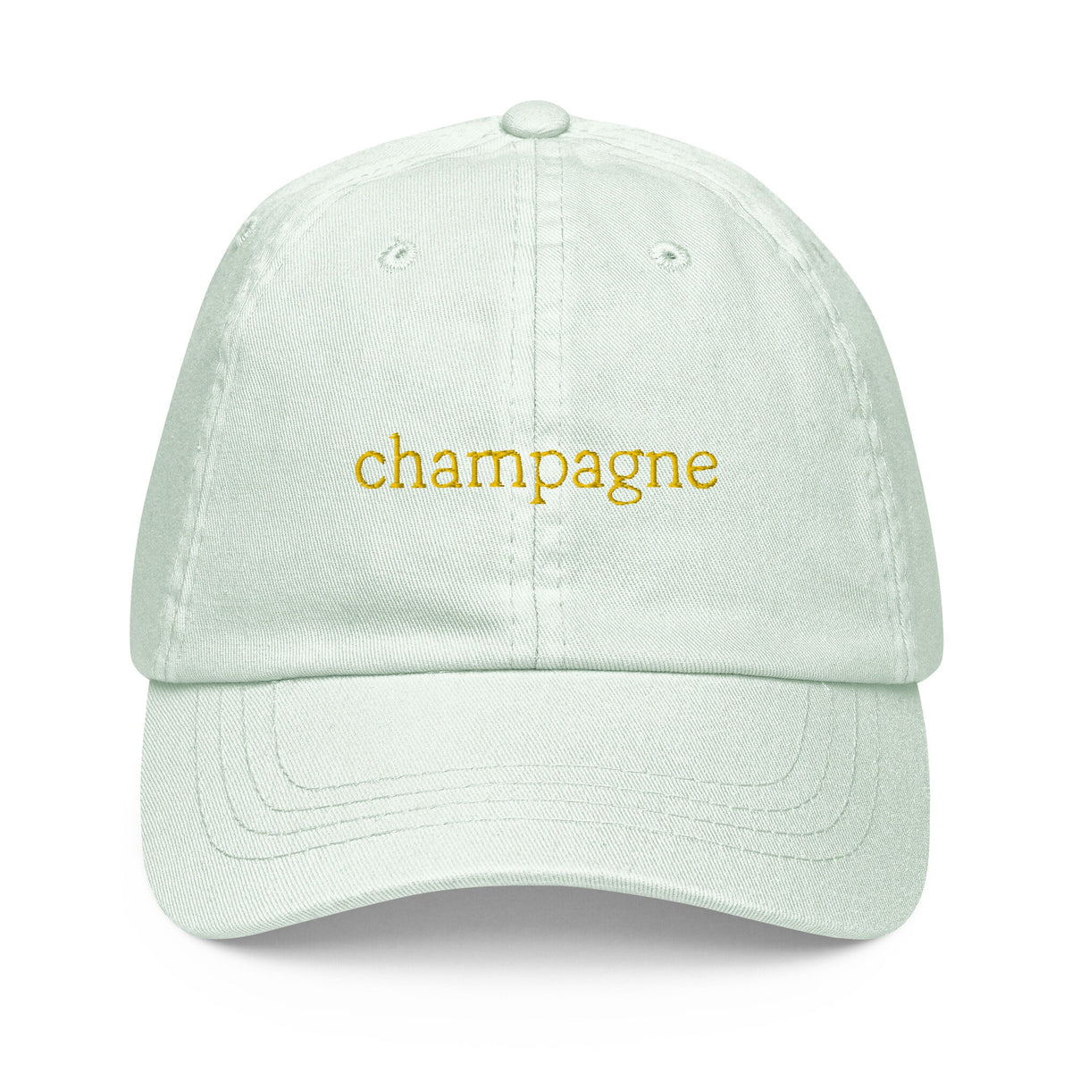 Champagne Dad Hat - Gift for French Wine Lovers - Pastel Cotton Embroidered Cap