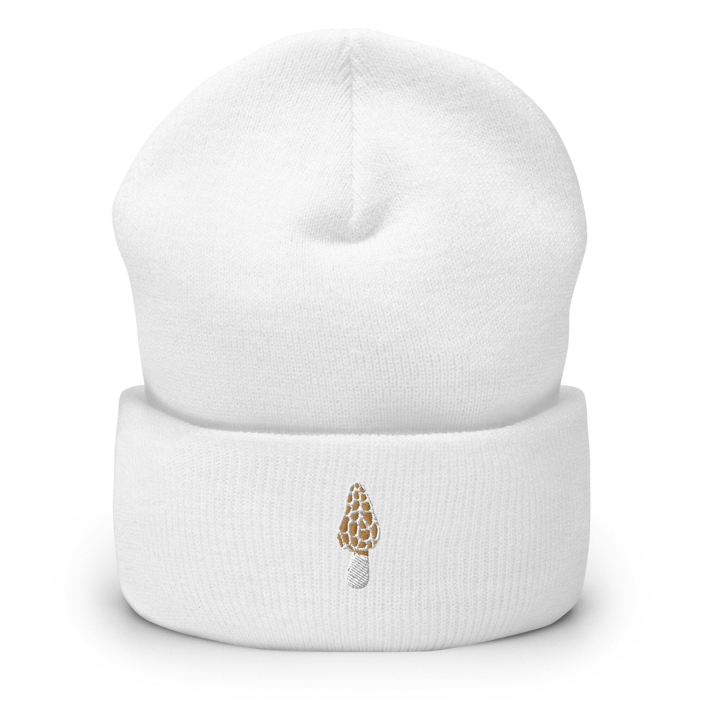 Morel Mushroom Beanie - Fall, Autumn Hat - Embroidered + Cuffed + Hypoallergenic - Multiple Colors