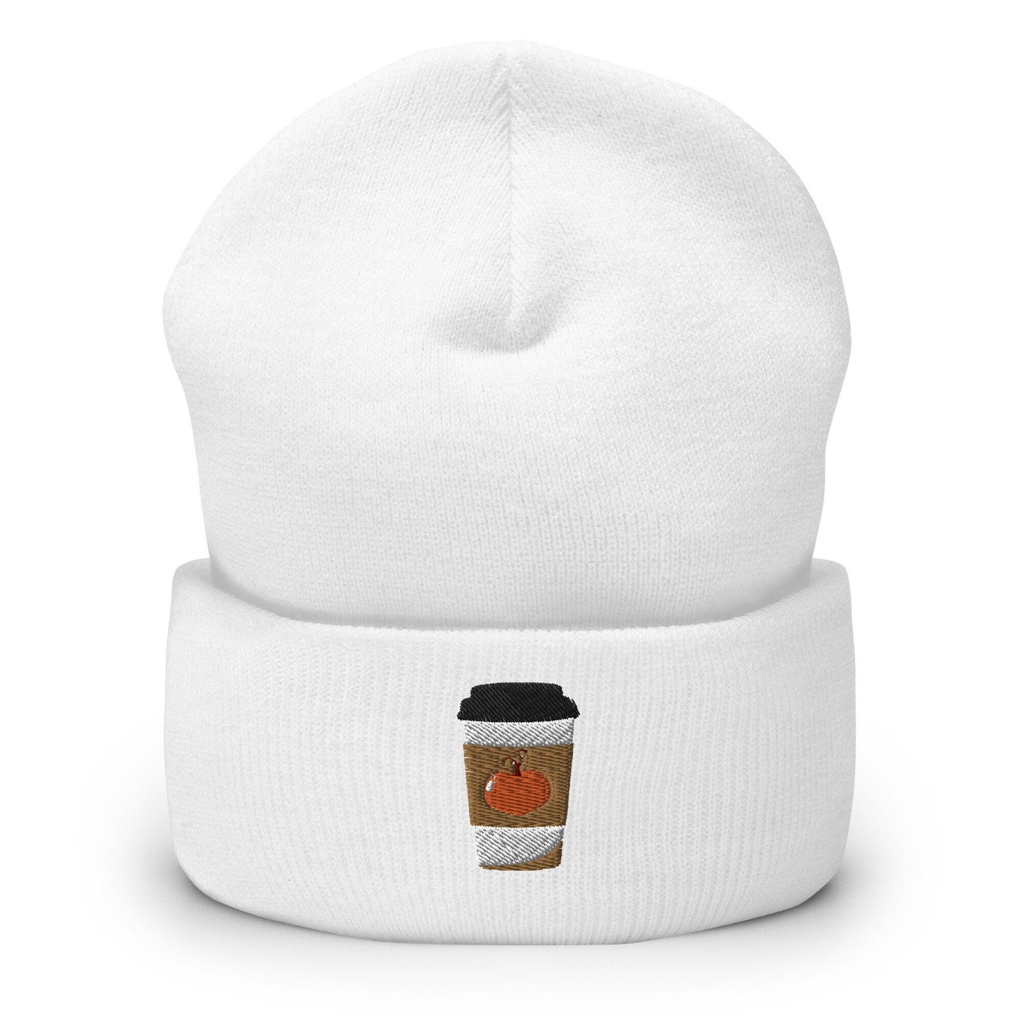 Pumpkin Spice Latte Beanie - Fall, Autumn, Thanksgiving Hat - Embroidered + Cuffed + Hypoallergenic - Multiple Colors