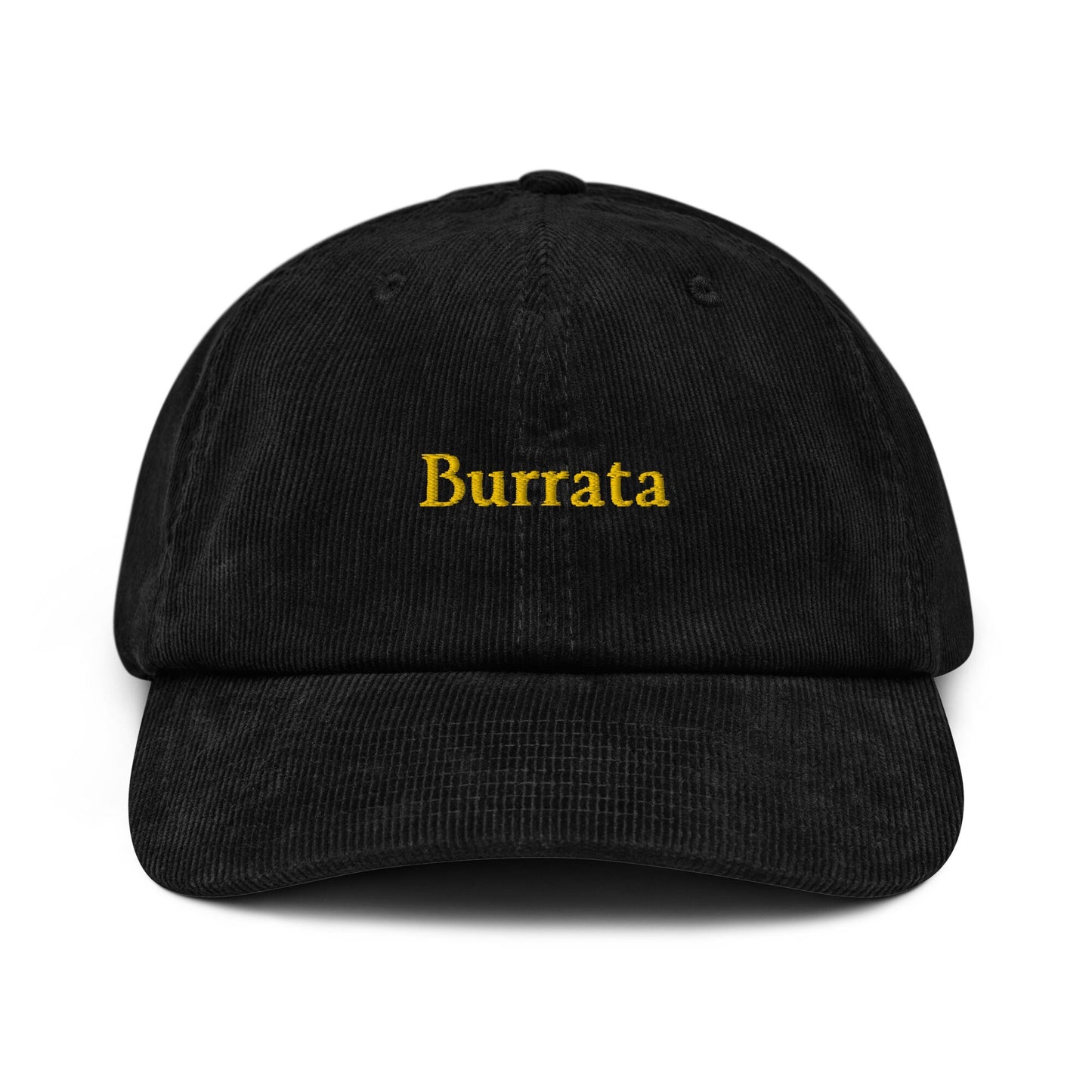 Burrata Corduroy Hat - Gift for Italian Cheese Lovers - Handmade Embroidered Cap