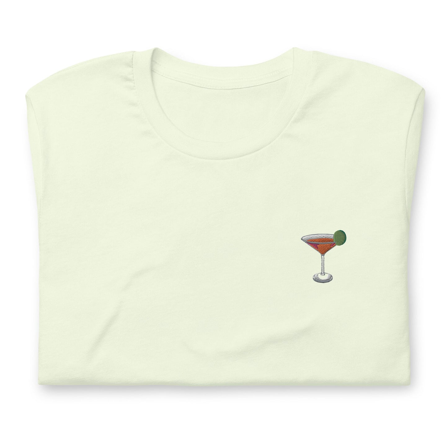 Cosmo T Shirt - Gift for Cosmopolitan Cocktail Lovers - Minimalist Embroidered Shirt - Multiple Colours