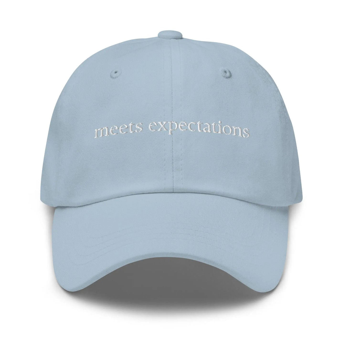 Meets Expectations Hat - Embrace Mediocrity - Performance Review - Multiple colors - Embroidered Minimalist Design - Low Profile Dad Fit