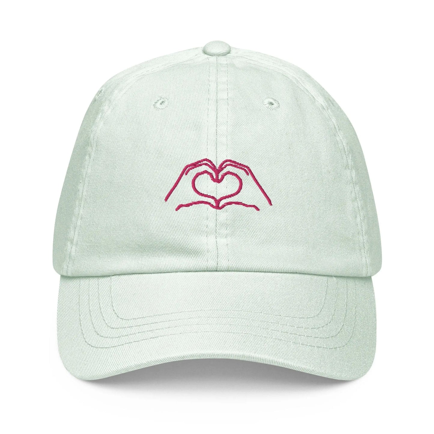 Heart Hands Hat - Cute Gift For Best Friend- Cotton Embroidered Cap - Pastel Color Options