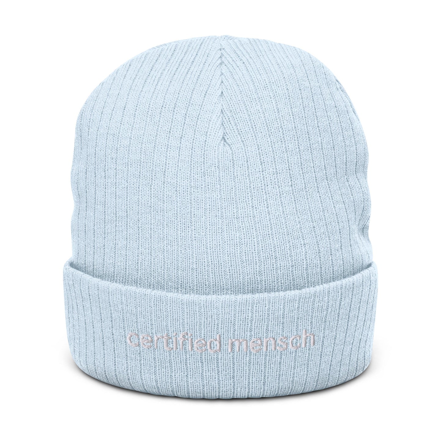 Mensch Beanie - Funny Jewish Gift - GOATED - Minimalist Cotton Embroidery - Multiple Colors