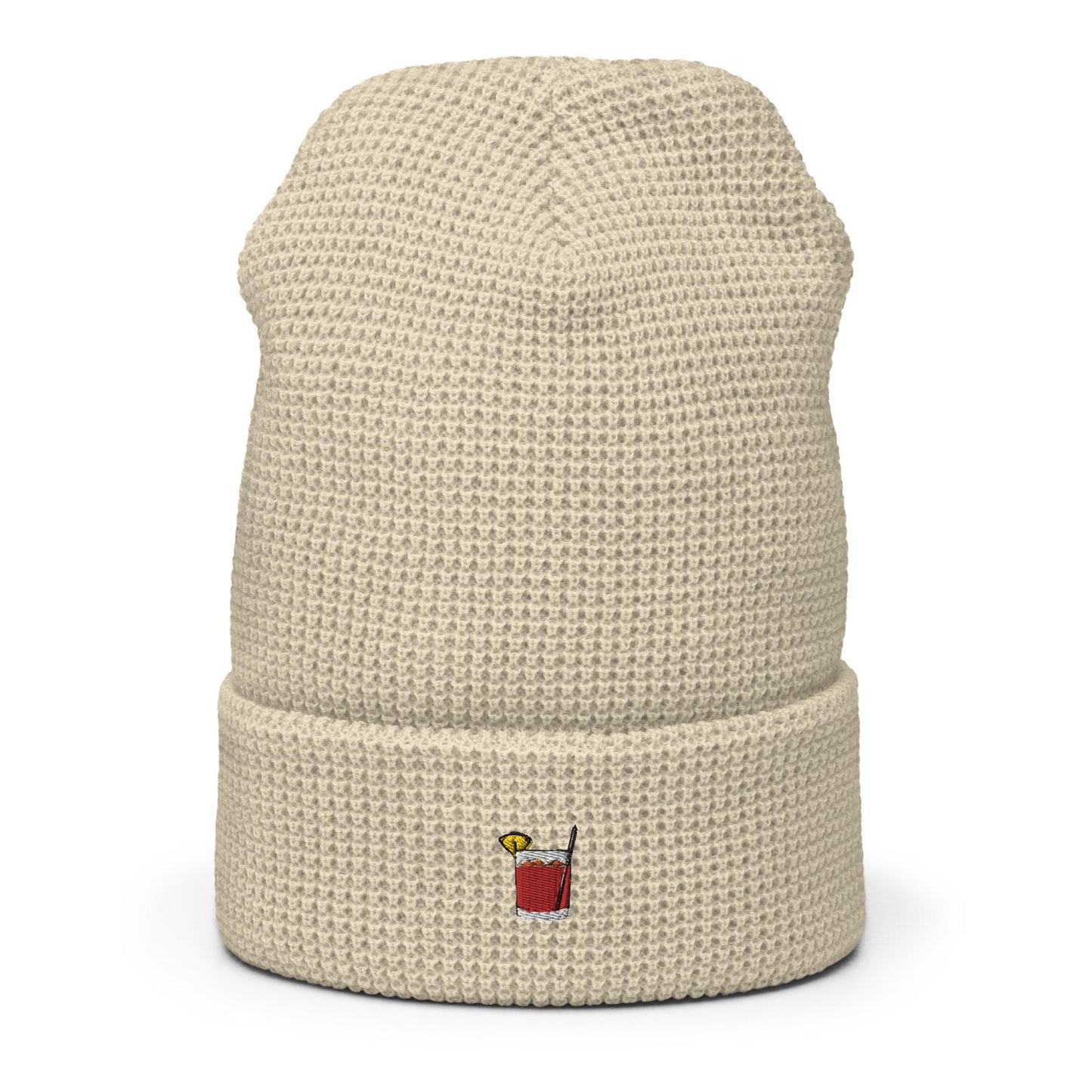 Old Fashioned Hat - Gift for Cocktail Lovers - Minimalist Embroidered Waffle Beanie - Multiple Colours