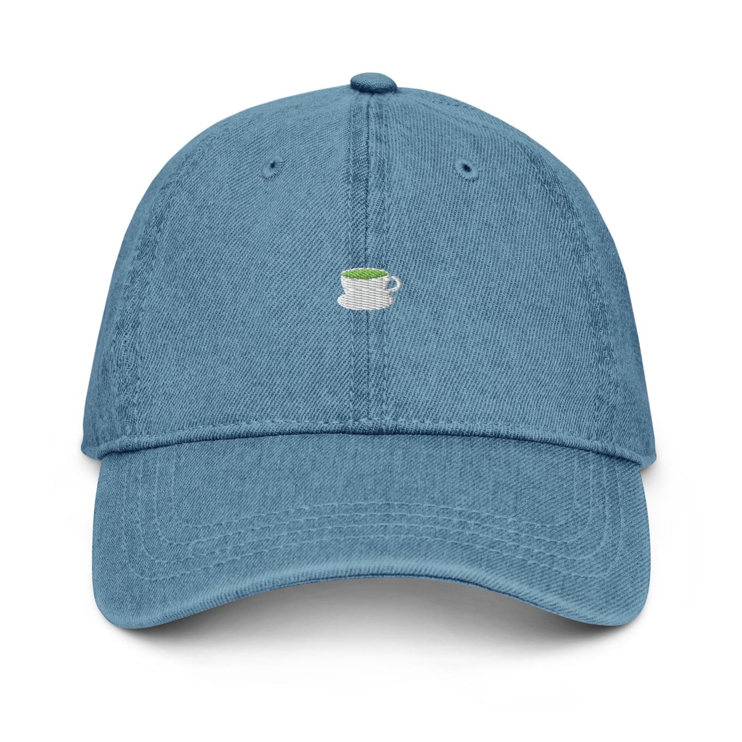 Matcha Denim Hat – Embroidered Matcha Cup Icon on Light, Blue, or Black Denim Dad Hat