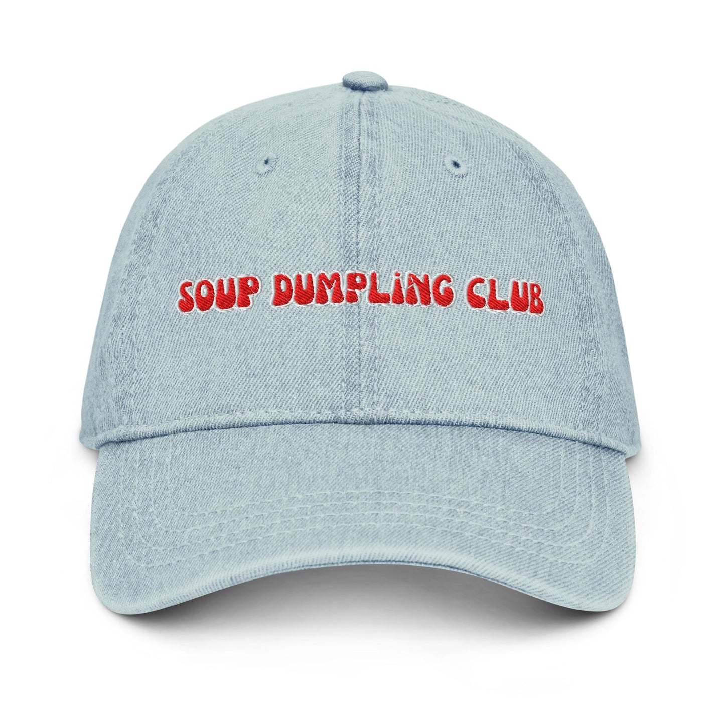 Soup Dumpling Club Dad Hat – Bubble Font Embroidered Cotton Cap for Dim Sum Devotees