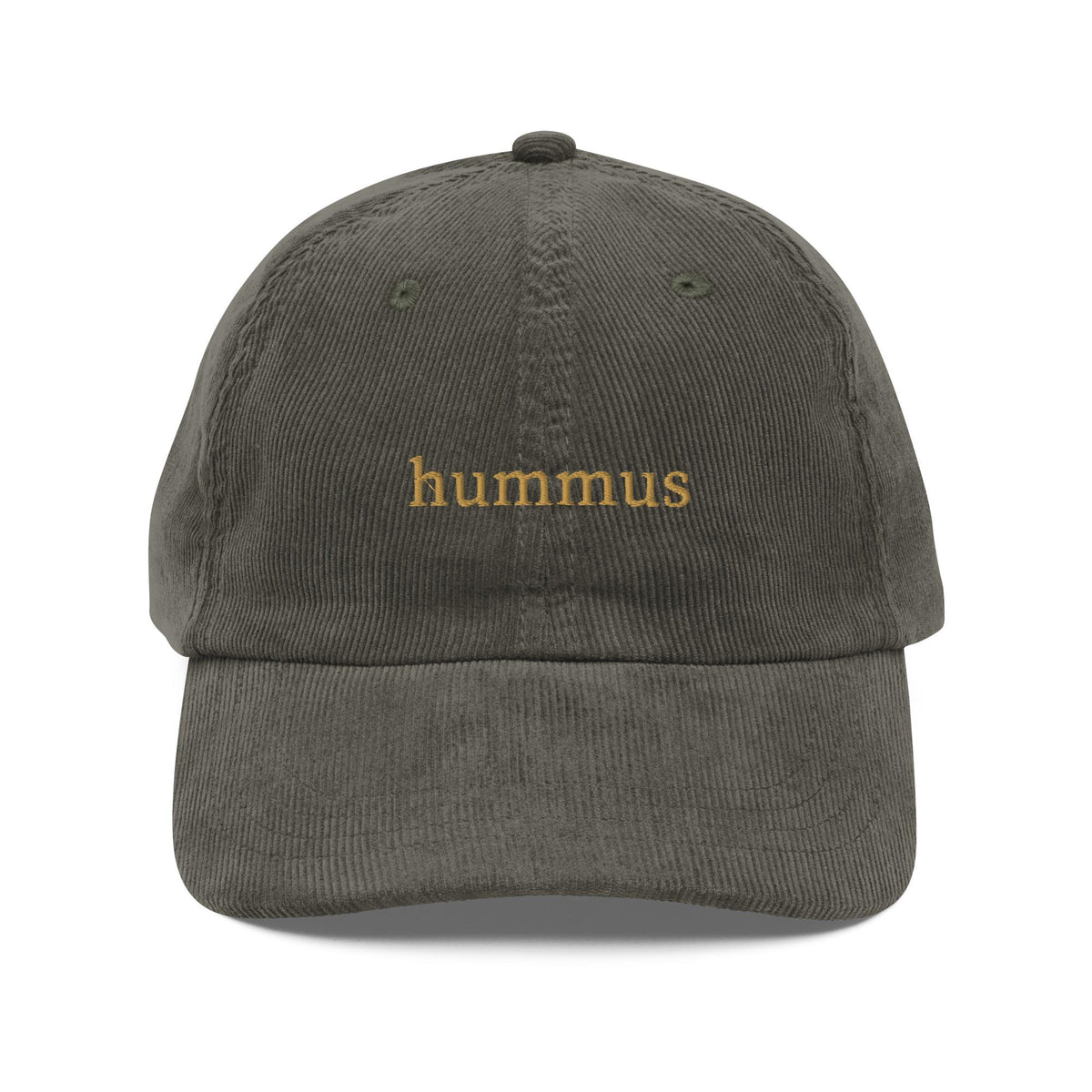 Hummus – Embroidered Corduroy Hat for Foodies & Snack Queens – Vintage Cap with Custom Thread Options