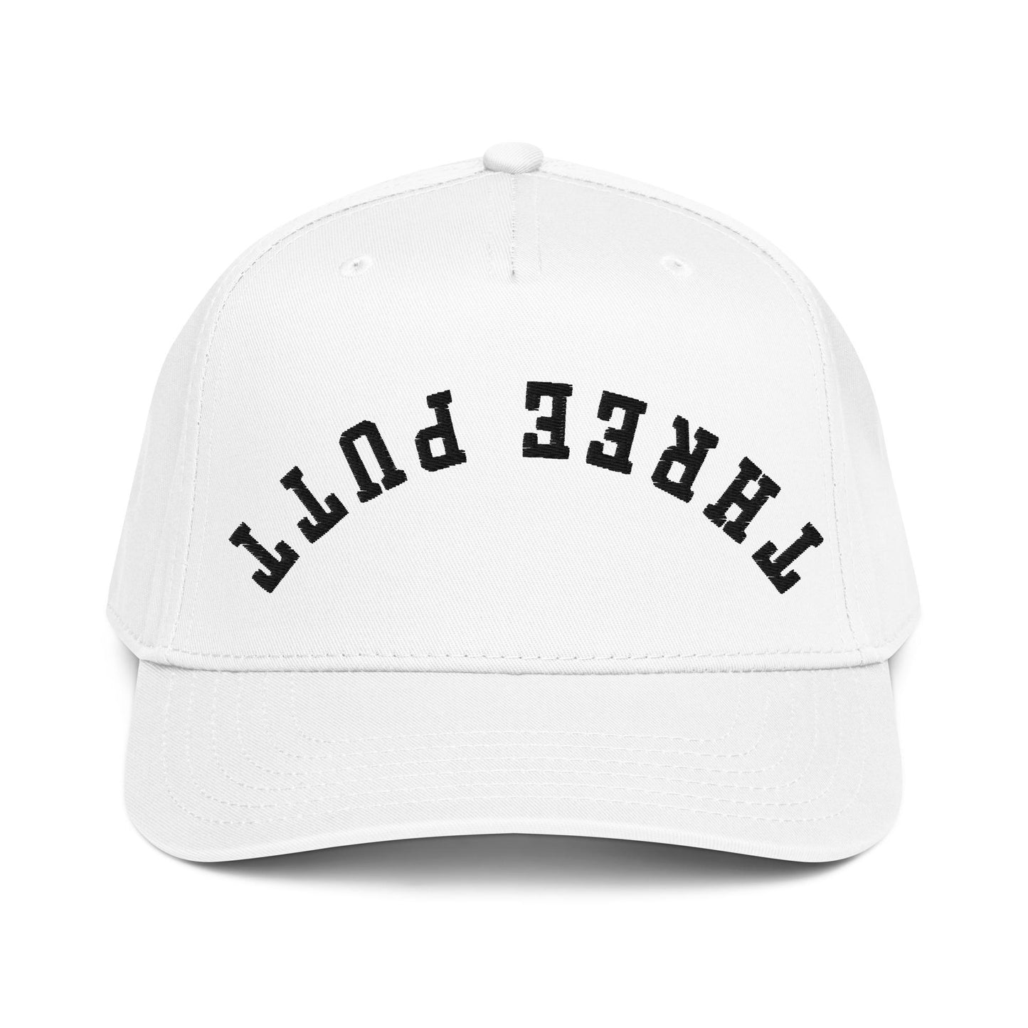 Three Putt Upside Down Snapback - Funny Golf Hat, Retro 5 Panel Cap