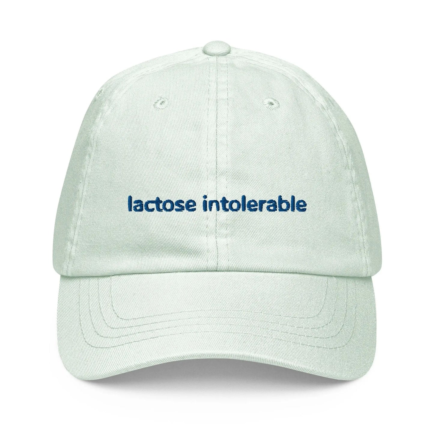 Lactose Intolerable Pastel Dad Hat - Joke Gift for vegans, lactose intolerant friends - Dairy Free Embroidered Cotton Cap - Evilwater Originals