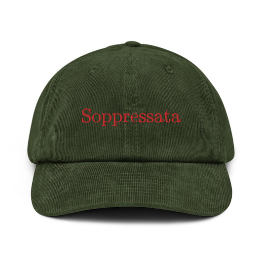 Soppressata Corduroy Dad Hat - Gift for Italian charcuterie and cheese food Lovers - Handmade Embroidered Cap