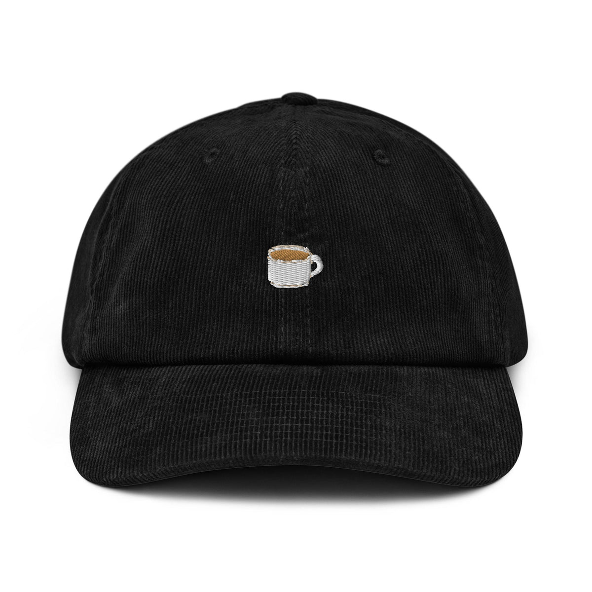 Espresso Corduroy Dad Hat - Coffee Cup - Gift for Java Lovers  - Handmade Minimalist Embroidered Cap