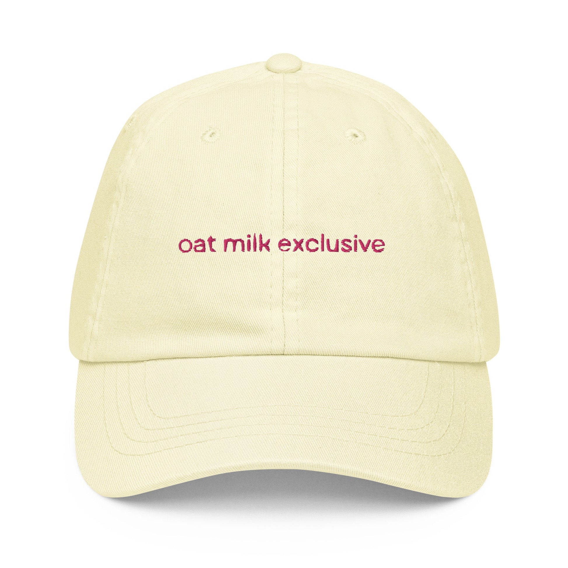 Oat Milk Pastel Dad Hat - Gift for Dairy Free Coffee Lovers - Cotton Embroidered Cap