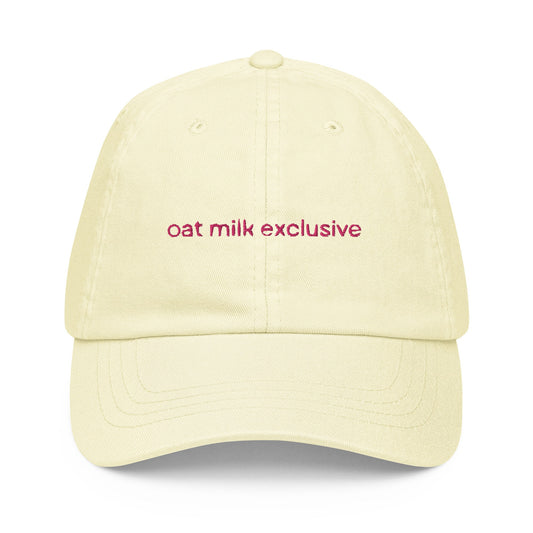 Oat Milk Pastel Dad Hat - Gift for Dairy Free Coffee Lovers - Cotton Embroidered Cap