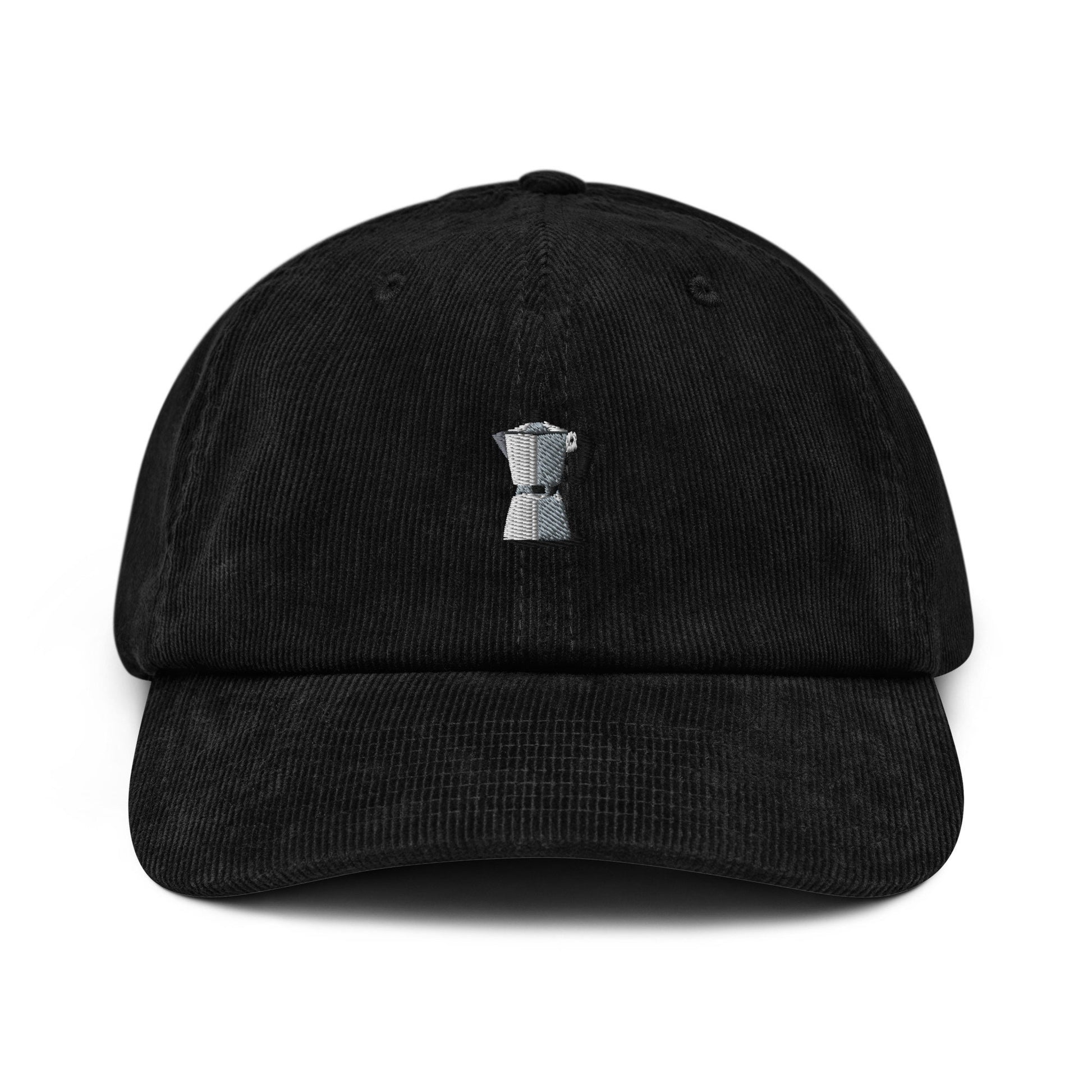 Espresso Corduroy Dad Hat - Stove Top Moca Pot - Gift for Coffee Lovers - Handmade Embroidered Cap