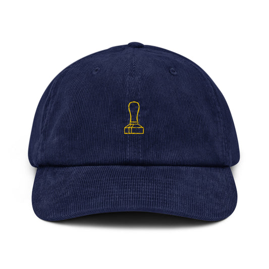 Espresso Corduroy Dad Hat - Coffee Tamper - Gift for Java Lovers  - Handmade Embroidered Cap