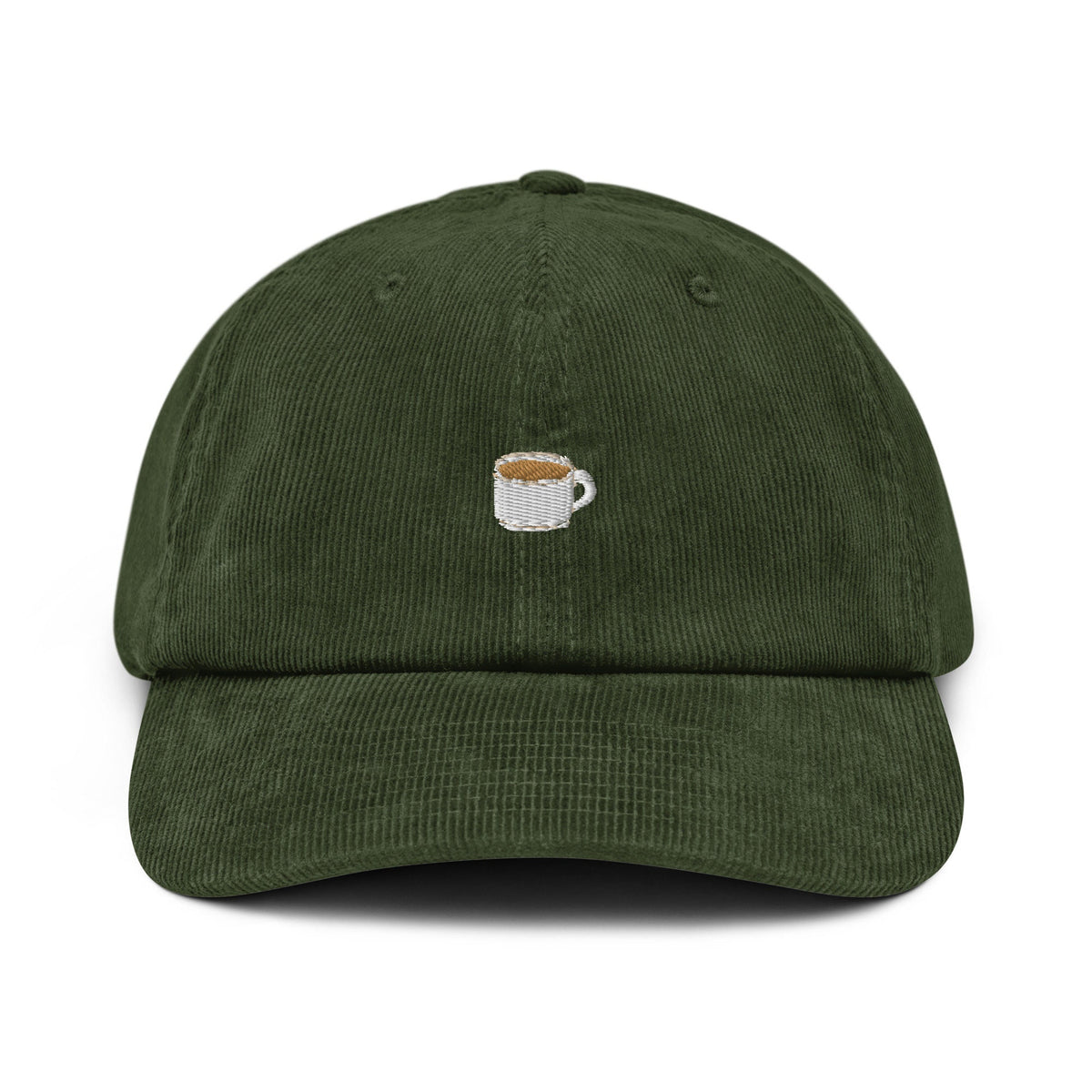 Espresso Corduroy Dad Hat - Coffee Cup - Gift for Java Lovers  - Handmade Minimalist Embroidered Cap