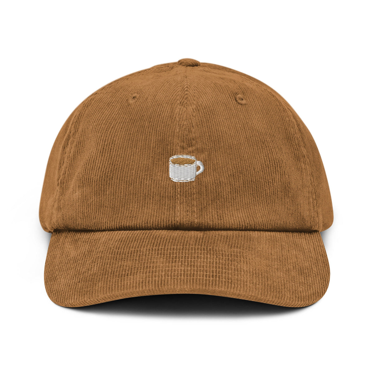 Espresso Corduroy Dad Hat - Coffee Cup - Gift for Java Lovers  - Handmade Minimalist Embroidered Cap