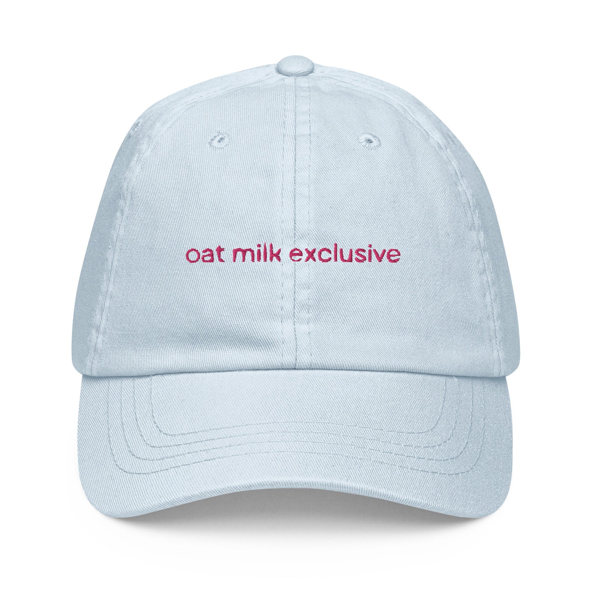 Oat Milk Pastel Dad Hat - Gift for Dairy Free Coffee Lovers - Cotton Embroidered Cap
