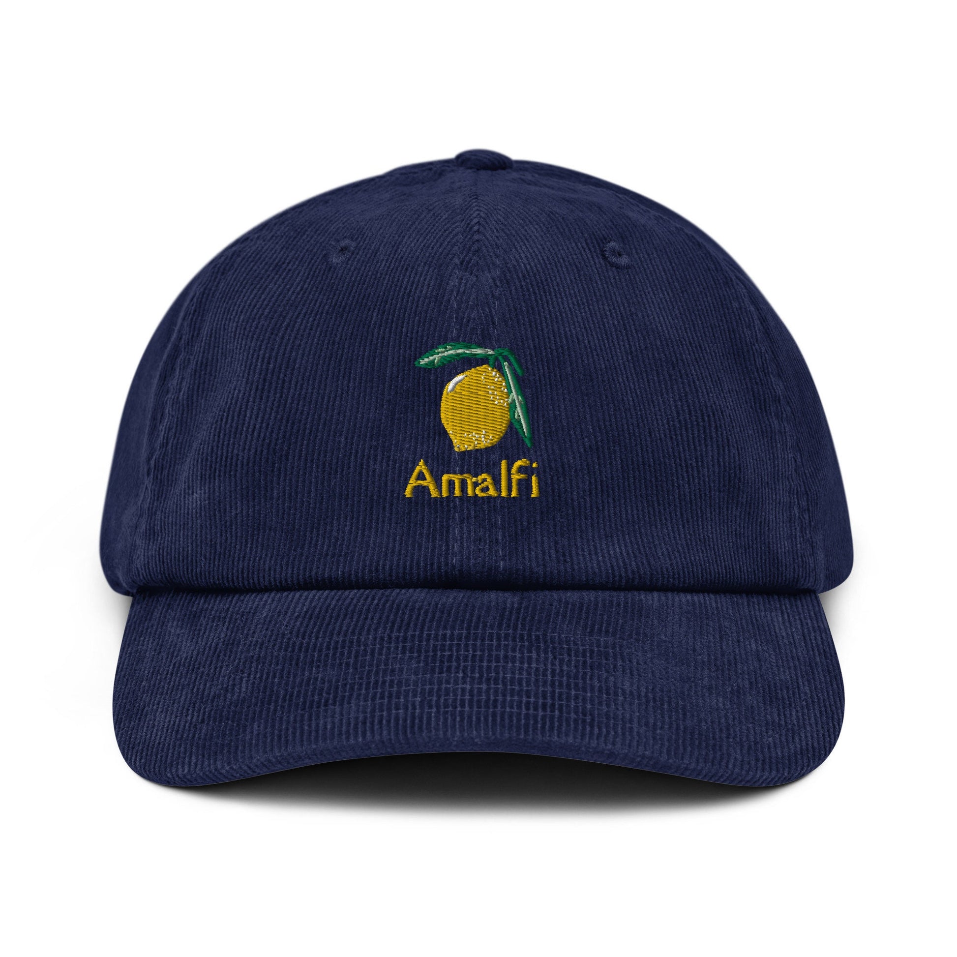 Amalfi Coast Corduroy Hat - Gift for Italian Lemon Lovers  - Handmade Embroidered Cap