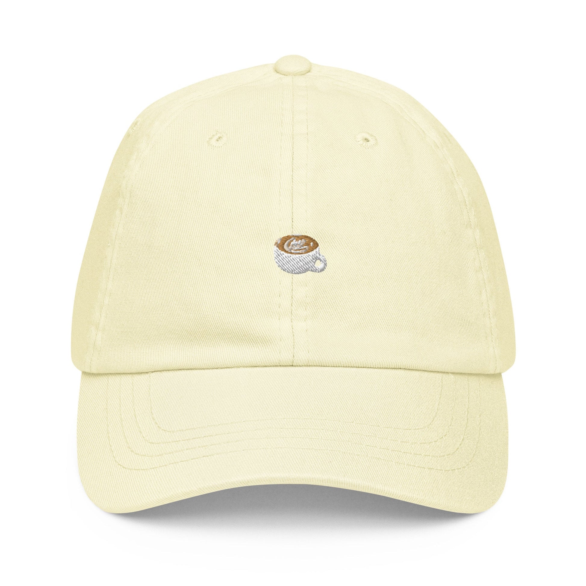 Flat White Dad Hat - Gift for Latte Coffee Lovers -  Pastel Cotton Embroidered