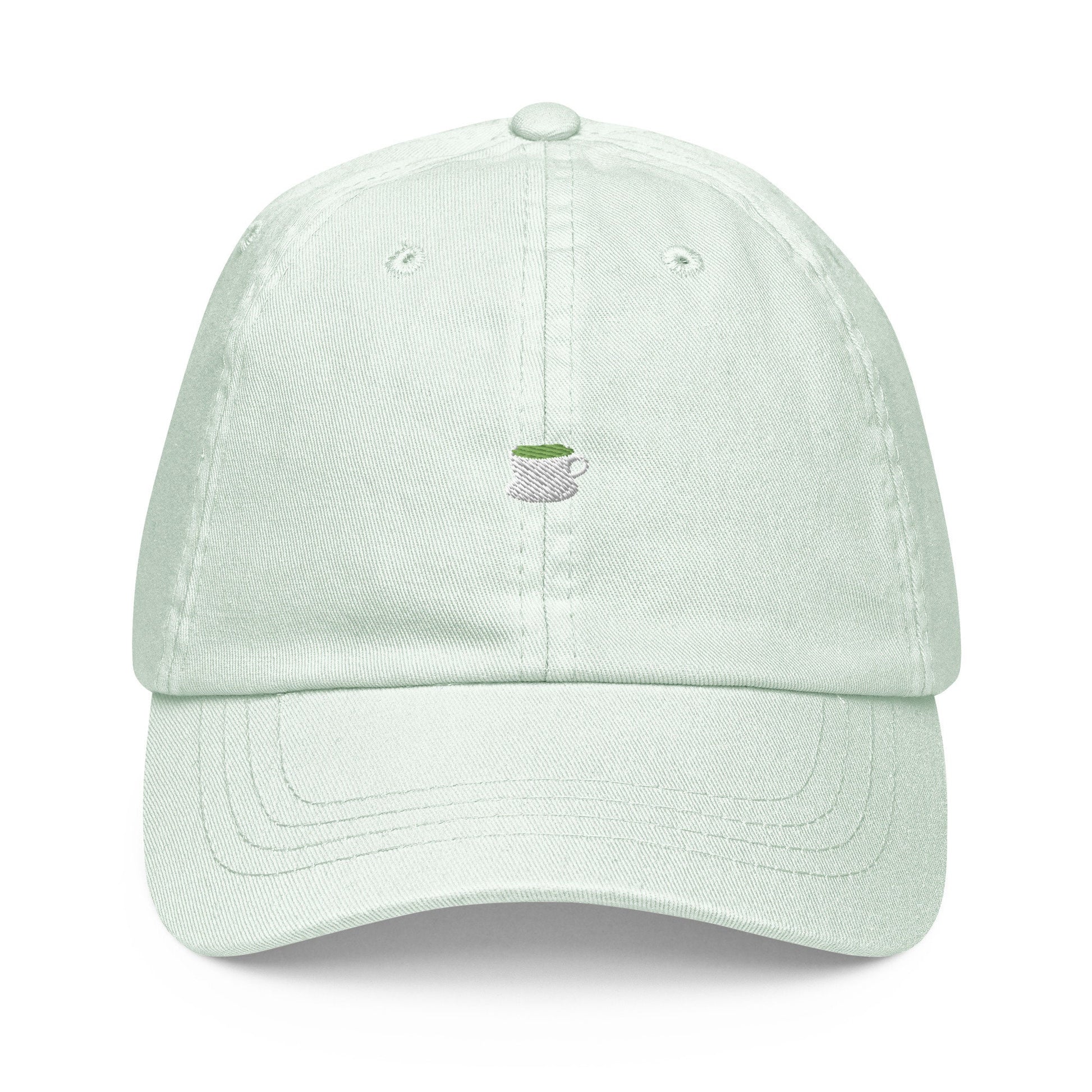 Matcha Dad Hat - Gift for Green Tea Fans -  Pastel Cotton Embroidered