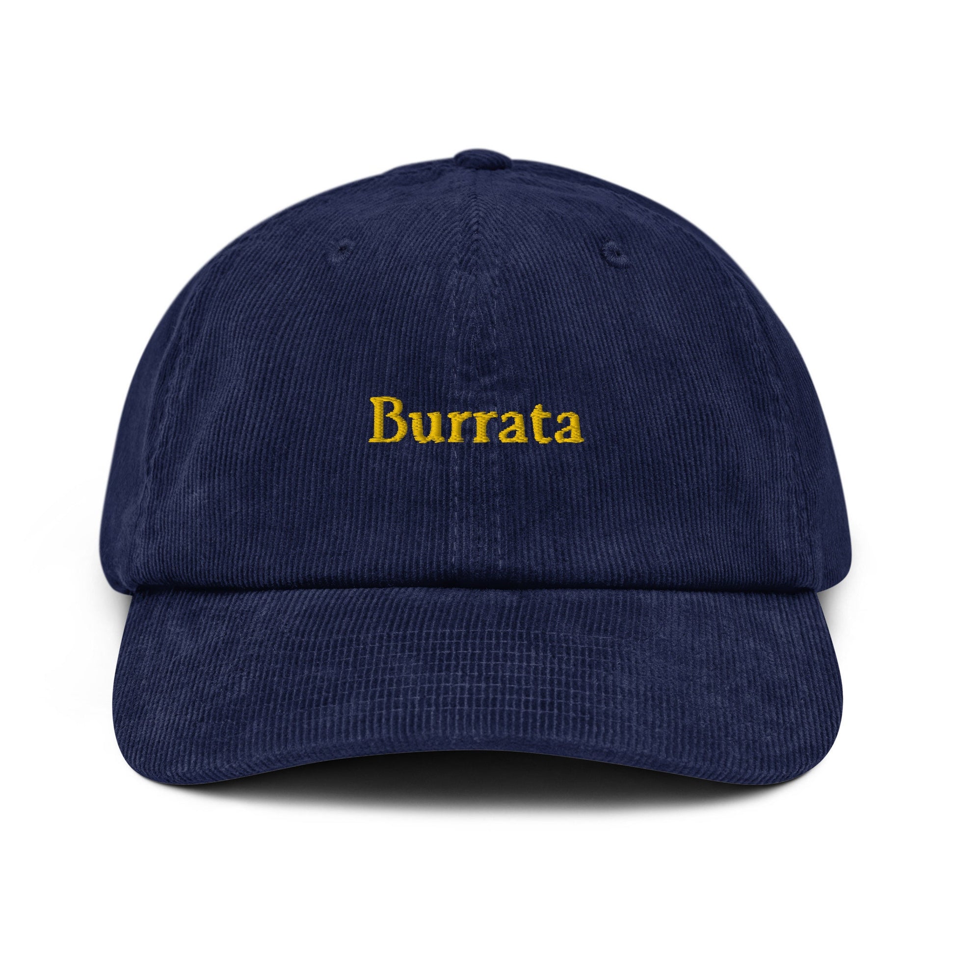 Burrata Corduroy Hat - Gift for Italian Cheese Lovers - Handmade Embroidered Cap
