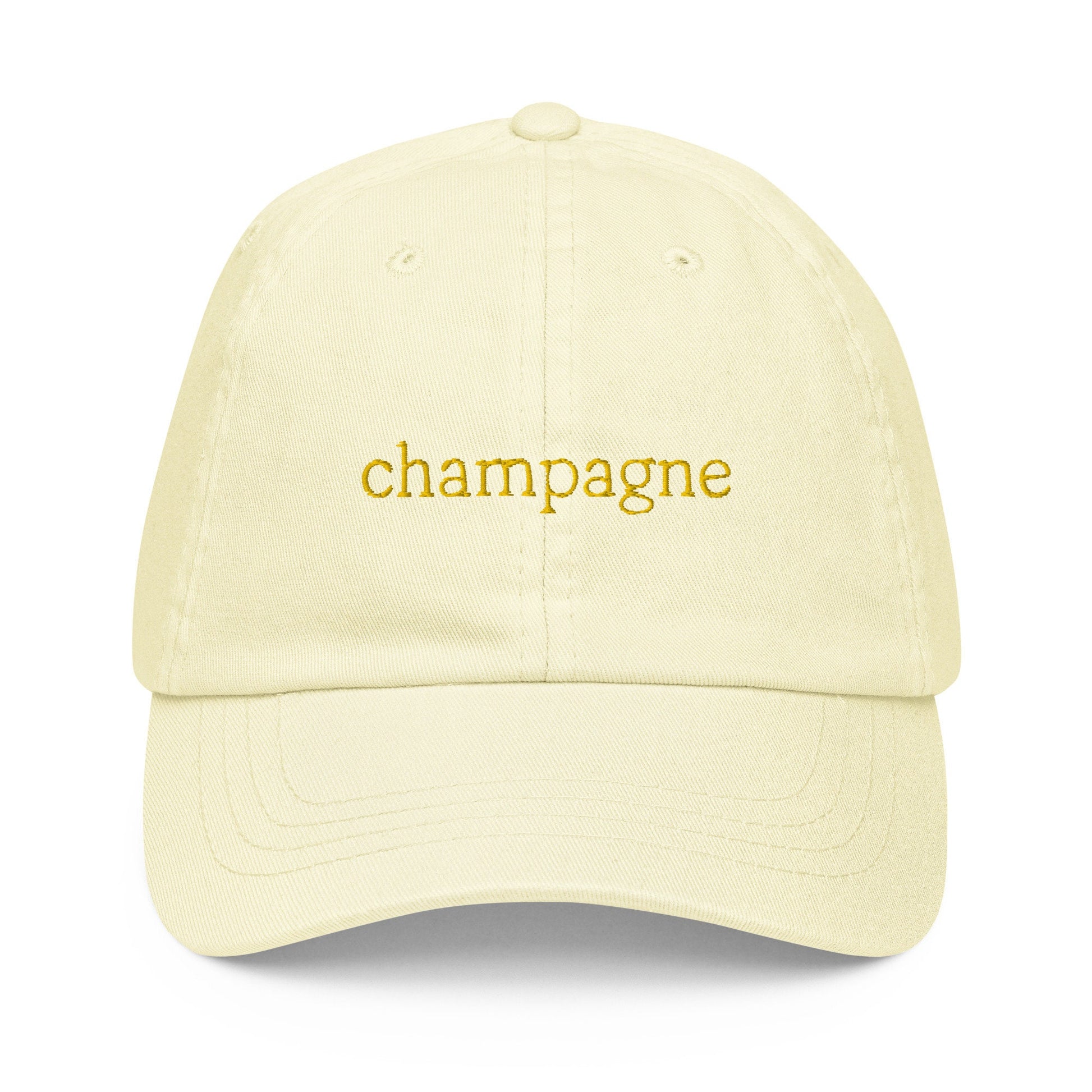 Champagne Dad Hat - Gift for French Wine Lovers - Pastel Cotton Embroidered Cap
