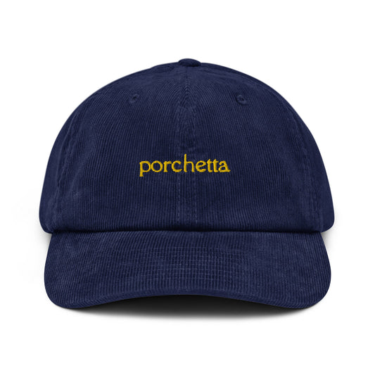 Porchetta Corduroy Hat - Gift for Italian Food Lovers  - Handmade Embroidered Cap