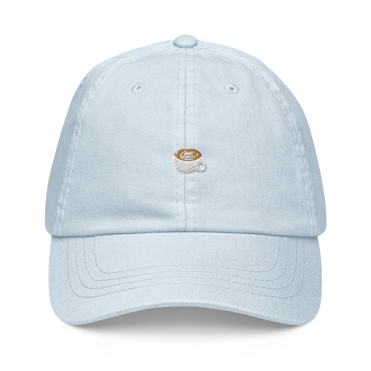 Flat White Dad Hat - Gift for Latte Coffee Lovers -  Pastel Cotton Embroidered