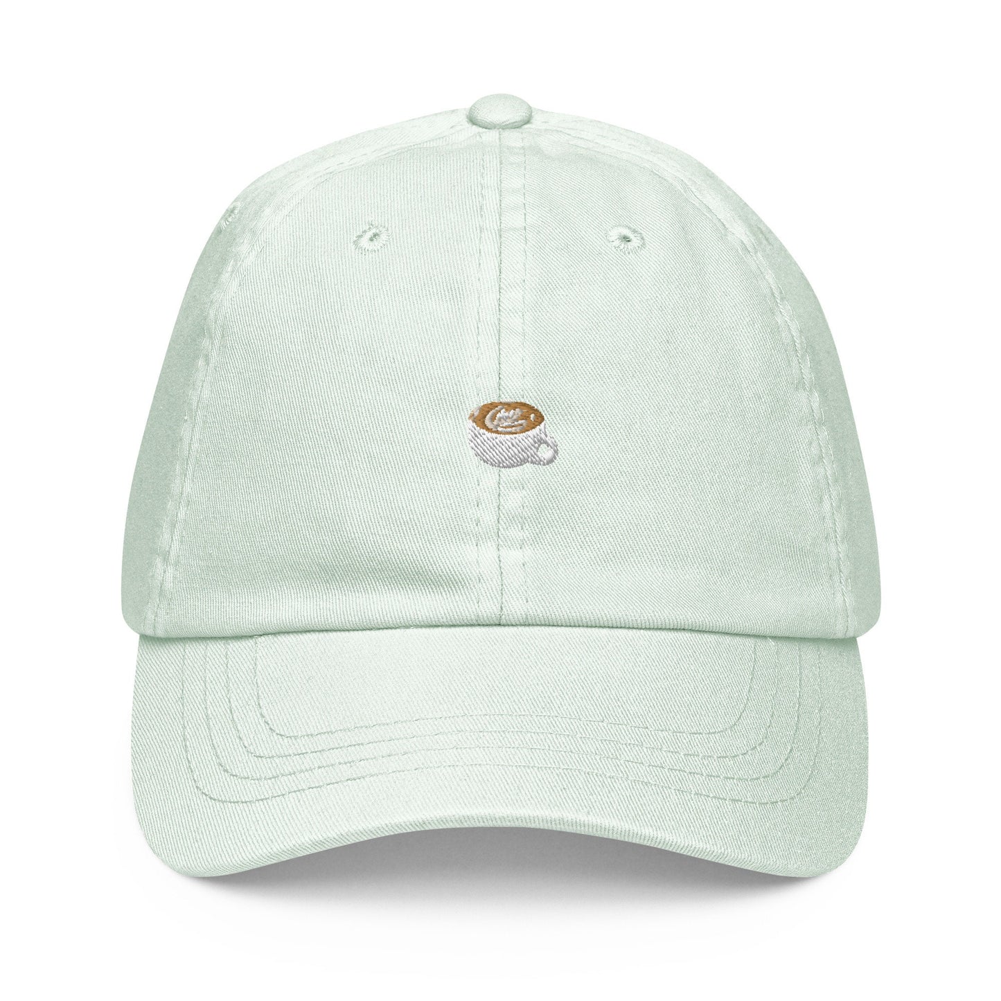 Flat White Dad Hat - Gift for Latte Coffee Lovers -  Pastel Cotton Embroidered