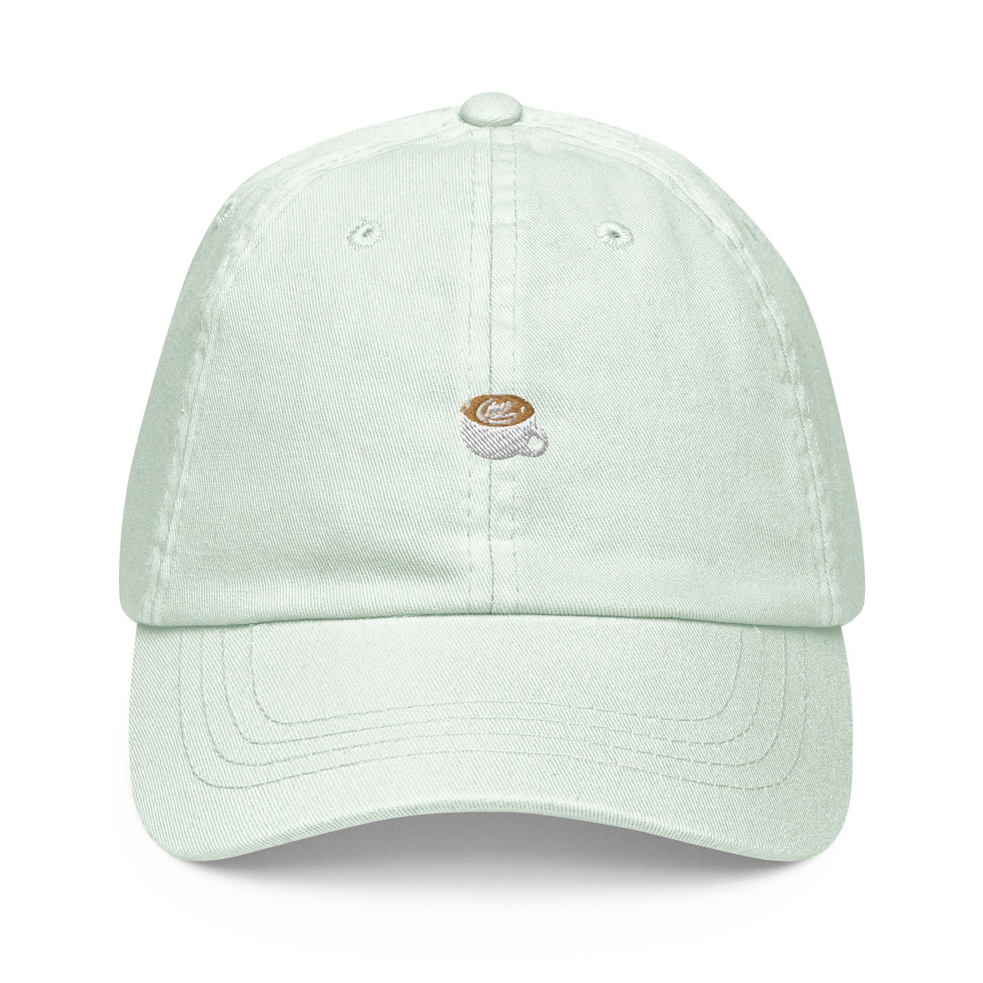 Flat White Dad Hat - Gift for Latte Coffee Lovers -  Pastel Cotton Embroidered
