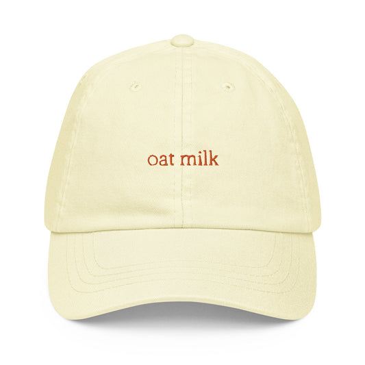 Oat Milk Dad Hat - Gift for Dairy Free Coffee Lovers - Minimalist Cotton Embroidered Cap