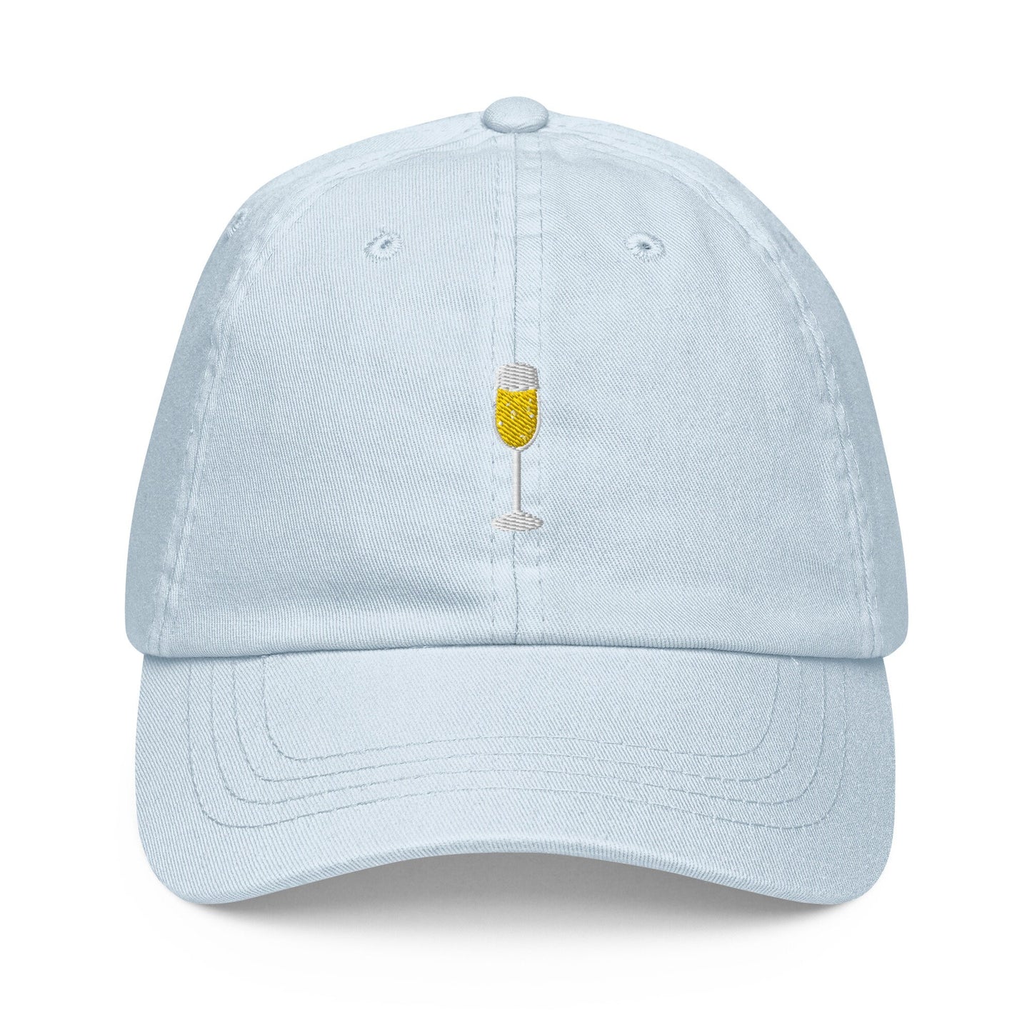 Prosecco Glass Dad Hat - Gift for Sparkling Wine Lovers - Pastel Cotton Embroidered Cap