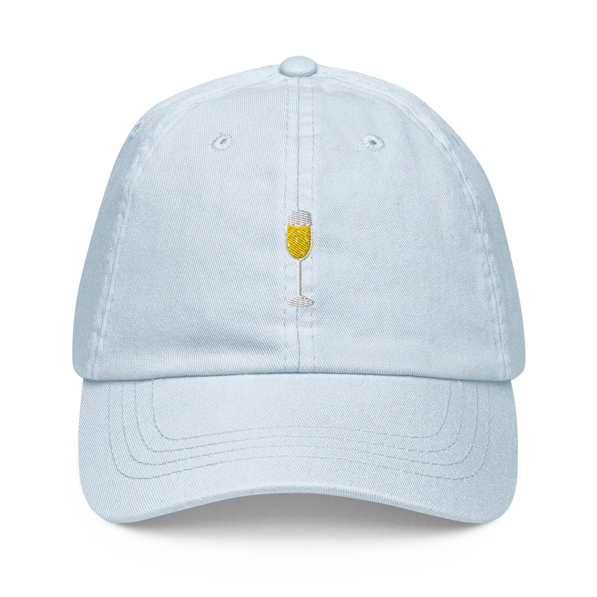 Prosecco Glass Dad Hat - Gift for Sparkling Wine Lovers - Pastel Cotton Embroidered Cap