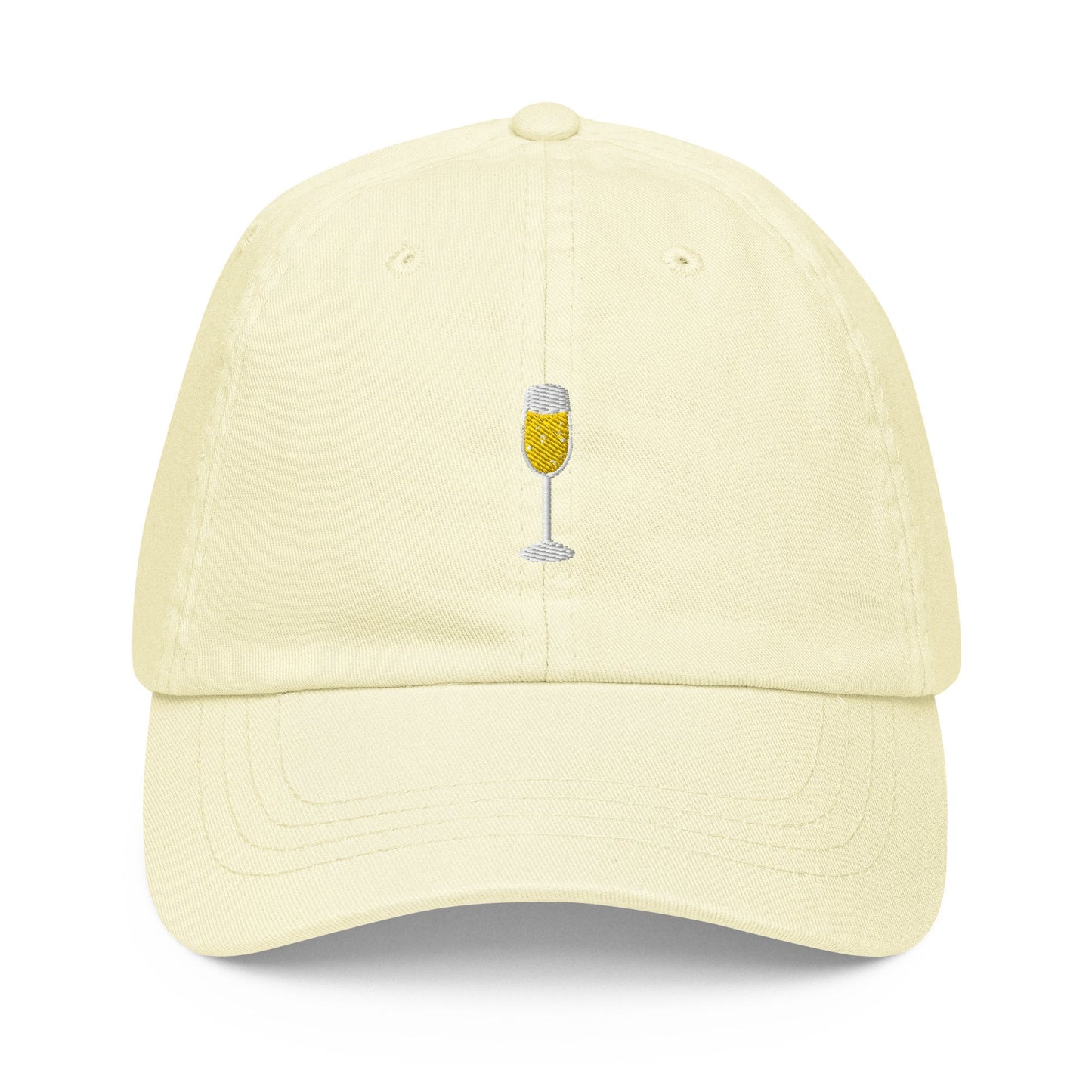 Prosecco Glass Dad Hat - Gift for Sparkling Wine Lovers - Pastel Cotton Embroidered Cap