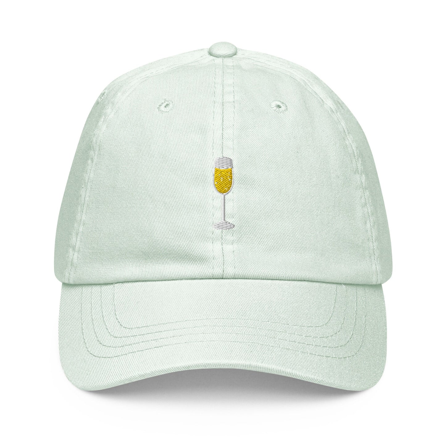 Prosecco Glass Dad Hat - Gift for Sparkling Wine Lovers - Pastel Cotton Embroidered Cap