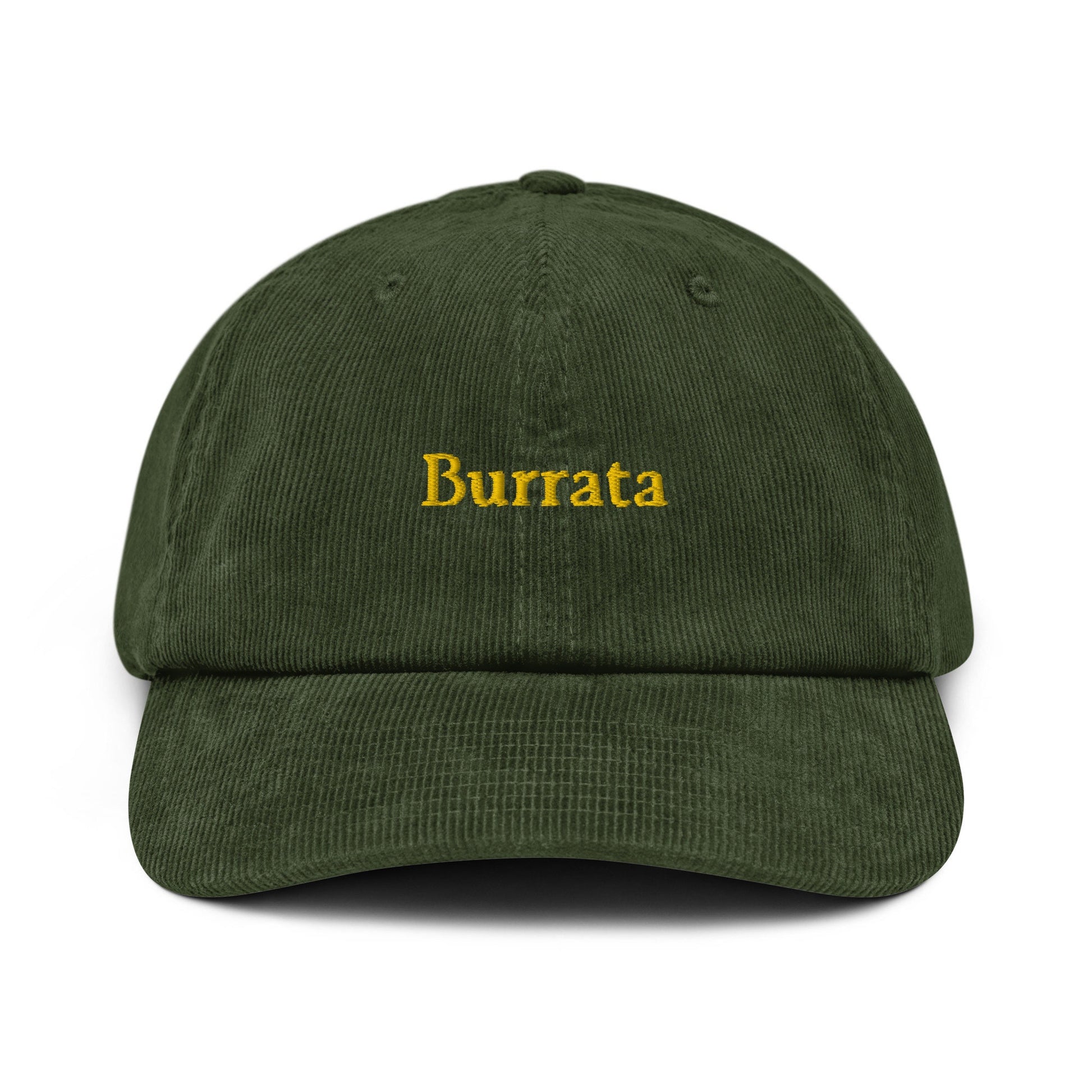 Burrata Corduroy Hat - Gift for Italian Cheese Lovers - Handmade Embroidered Cap