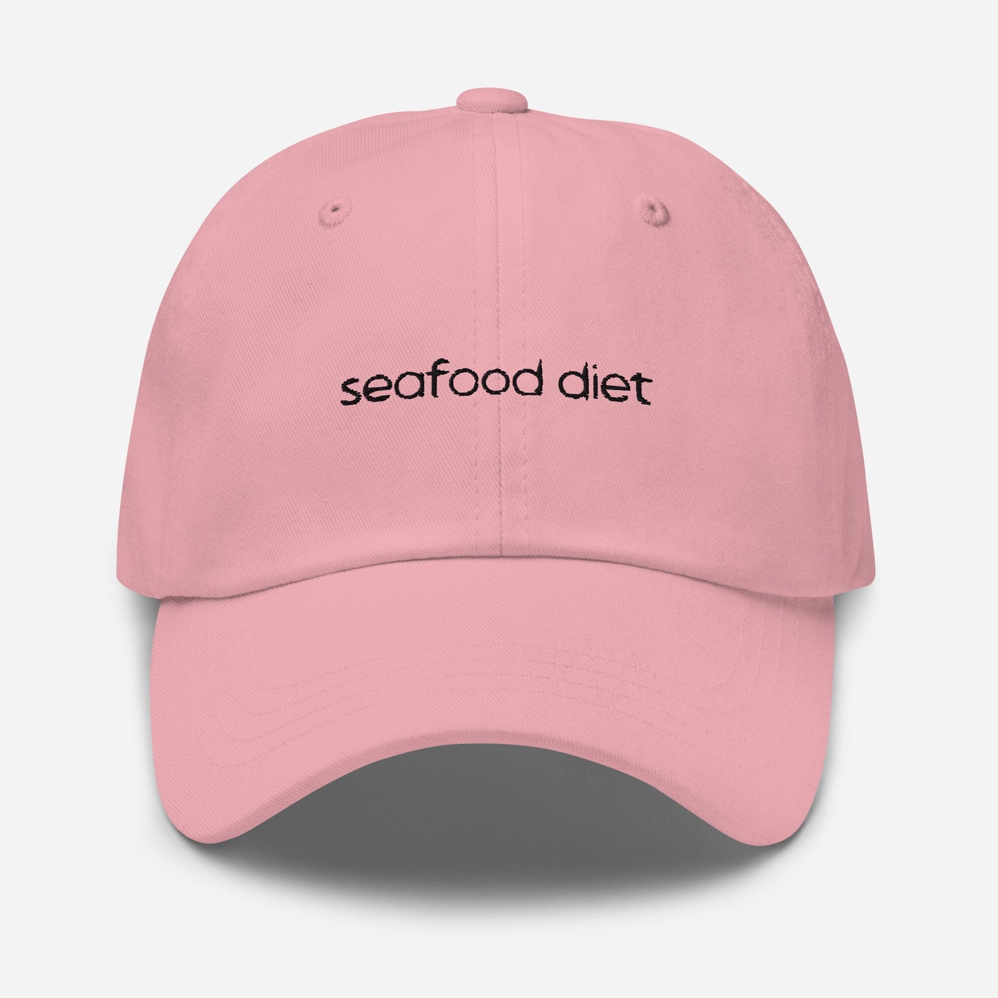 Seafood Dad Hat - Gift for Indulgent Foodies and Snackers - Minimalist Embroidered Cotton Hat