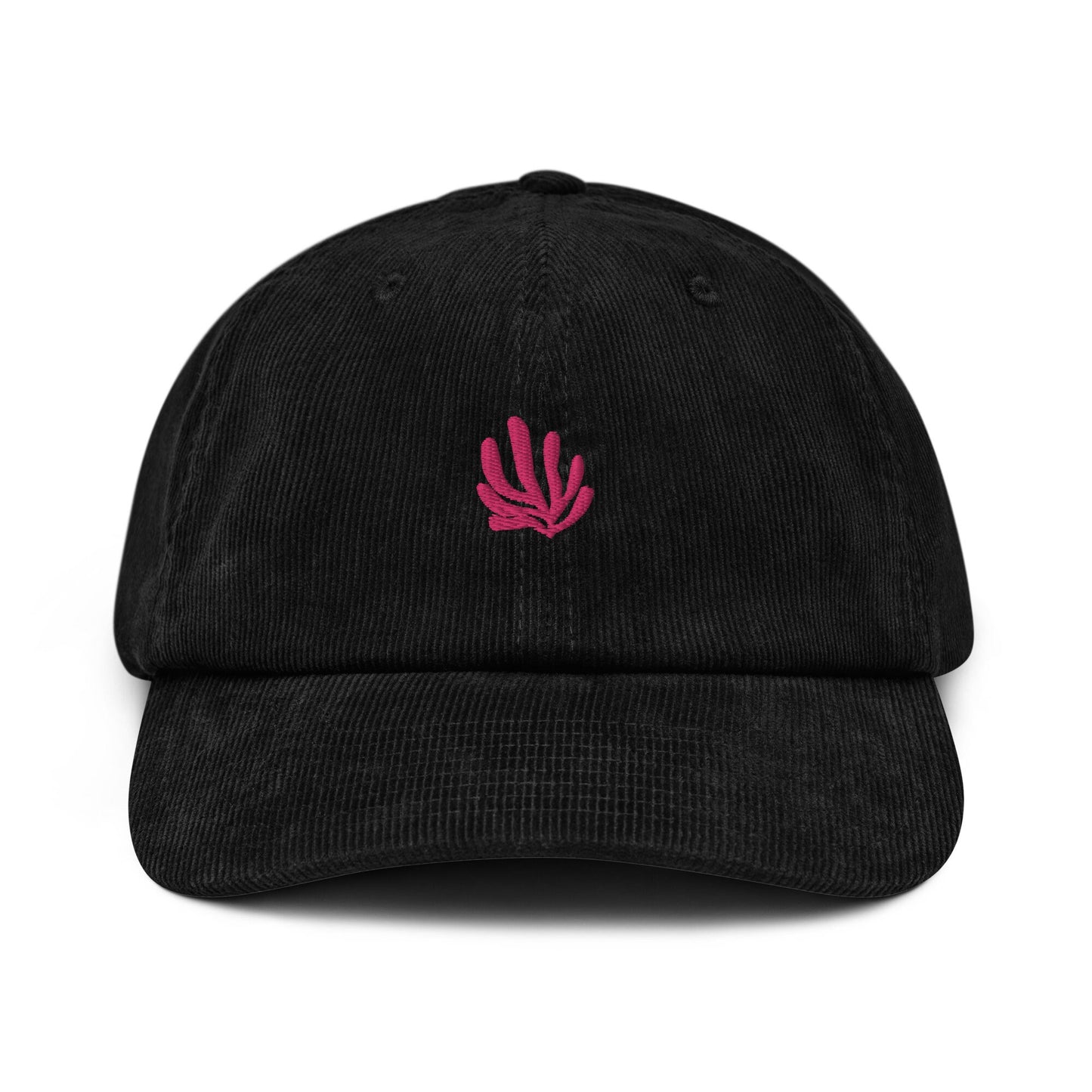 Coral Corduroy Hat - Gift for Ocean Lovers - Handmade Embroidered Cap