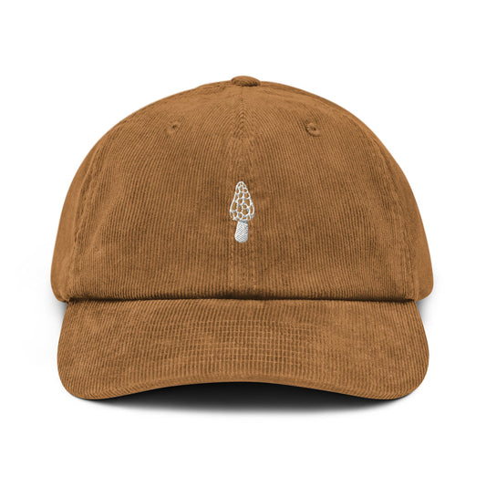 Morel Mushroom Corduroy Hat - Gift for Fungus Lovers - Handmade Embroidered Cap
