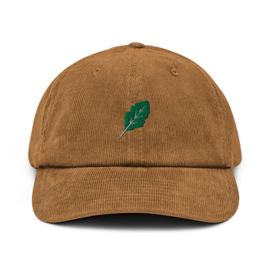 Kale Corduroy Hat - Gift for The Vegetarian Health Conscious - Handmade Embroidered Cap