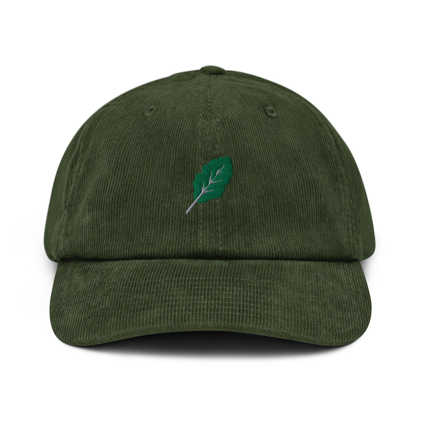Kale Corduroy Hat - Gift for The Vegetarian Health Conscious - Handmade Embroidered Cap