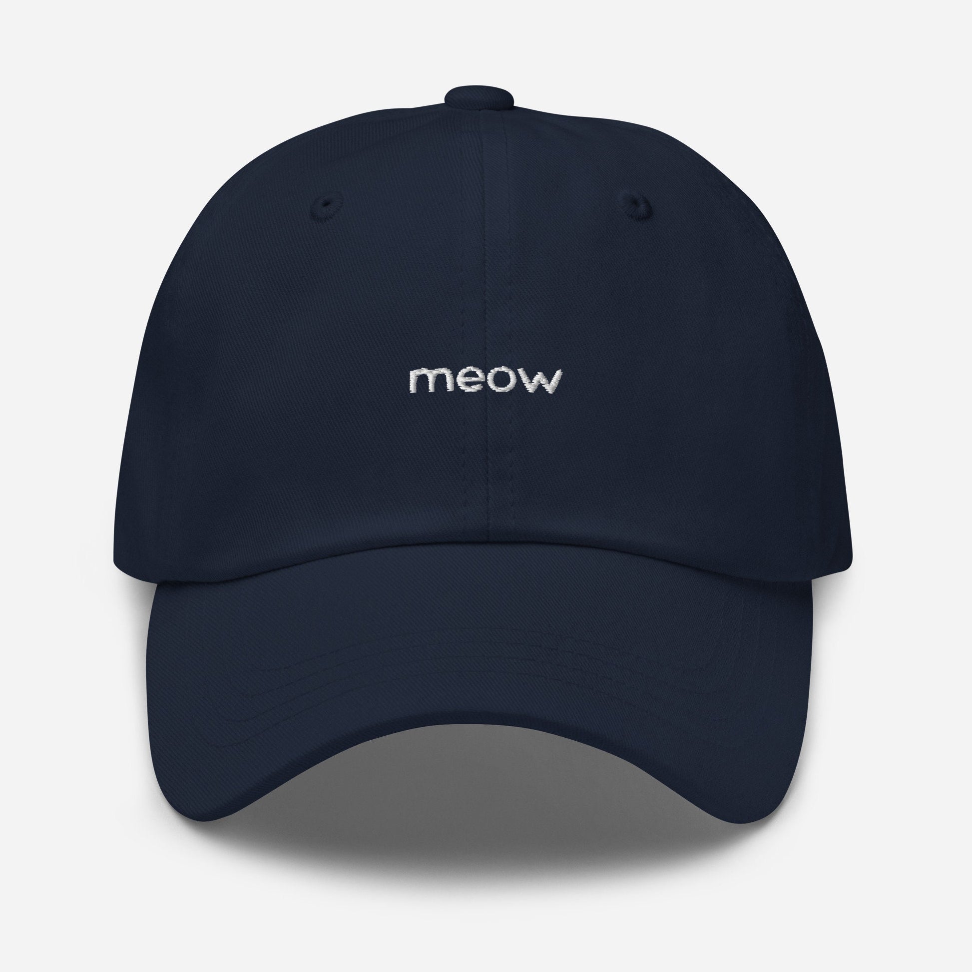 Meow Dad Hat - Gift for Cat Lovers, Cat Mom's & Cat Dads - Minimalist Embroidered Cotton Hat