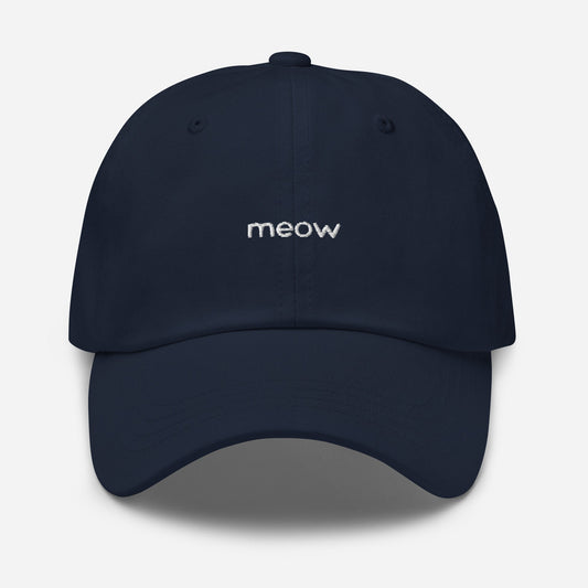 Meow Dad Hat - Gift for Cat Lovers, Cat Mom's & Cat Dads - Minimalist Embroidered Cotton Hat