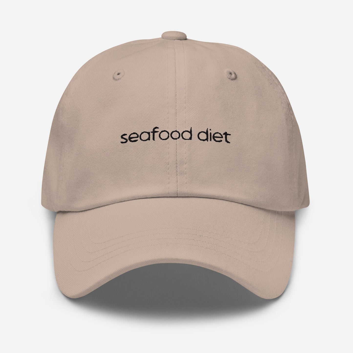 Seafood Dad Hat - Gift for Indulgent Foodies and Snackers - Minimalist Embroidered Cotton Hat