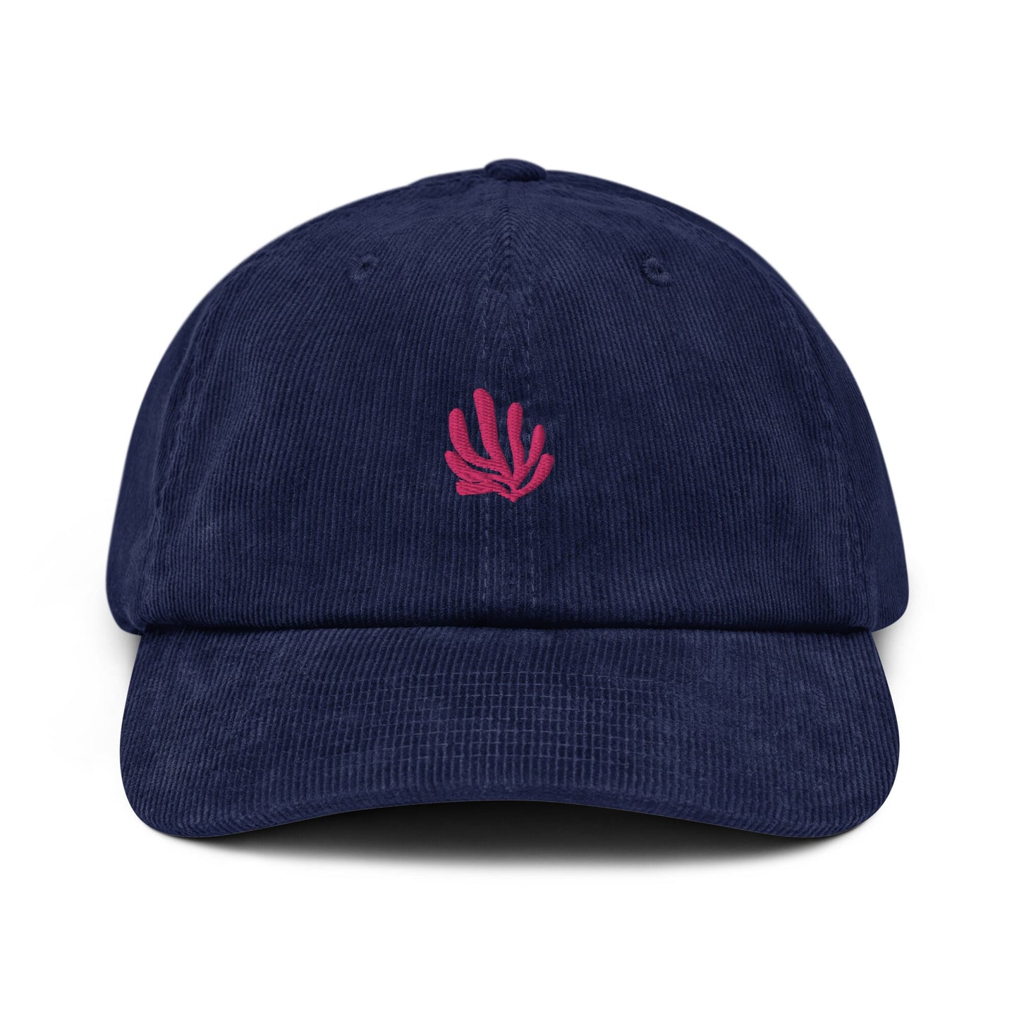 Coral Corduroy Hat - Gift for Ocean Lovers - Handmade Embroidered Cap