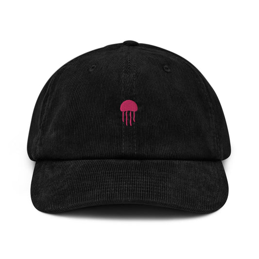 Jellyfish Corduroy Hat - Minimalist Gift for Ocean Lovers - Handmade Embroidered Cap