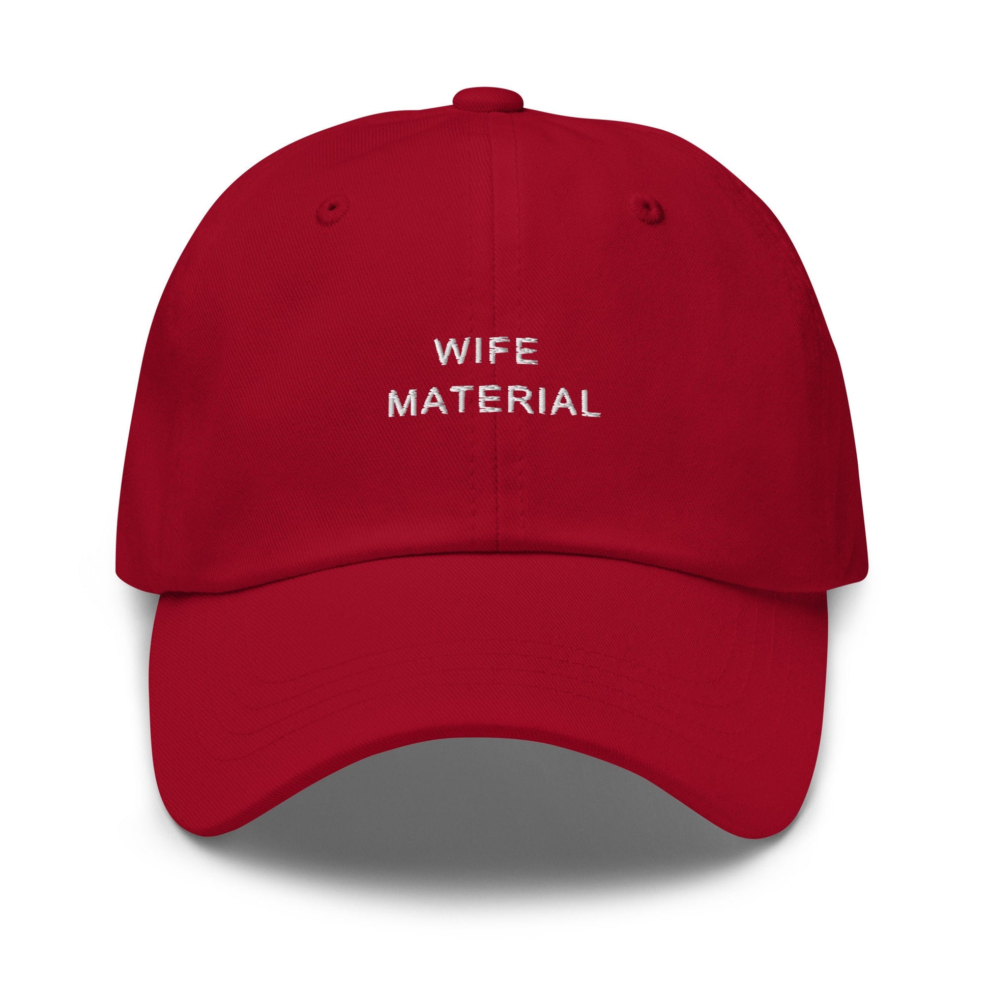 Wife Material Hat -  Wife, Fiancee, Girlfriend, Wedding, Wifey, Hen Party Hat, Bridesmaid, Bachelorette - Minimalist Cotton Embroidered Cap