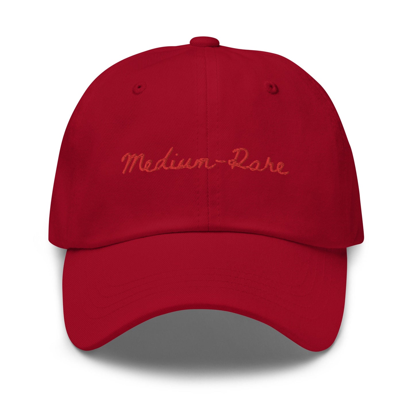 Medium Rare Steak Dad Hat - Steak Doneness - Gift for Dads, bbq fans, steak lovers, carnivores - Minimalist Cotton Embroidered Cap